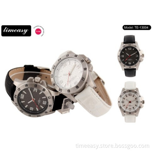 2014 Latest Fashion Watches Japenese Movement Stainless Steel Casewatches Leather Band Watch, Gift Watches for Man. (TE-13004)